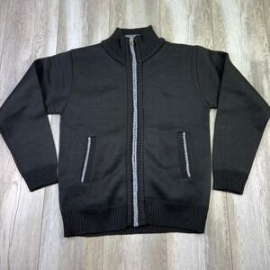 YeoKou Sweater Mens Small Black Knit Lined Cardigan Full Zip Preppy Casual Men